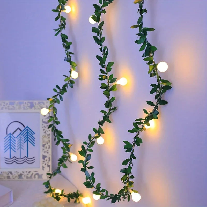 LED Ivy White Ball Fairy Lights, Round Ball String Green Vine Garland Lights, Suitable for Bedroom, Room, Wall, Party, Wedding, Holiday, Indoor and Christmas House Of Avana