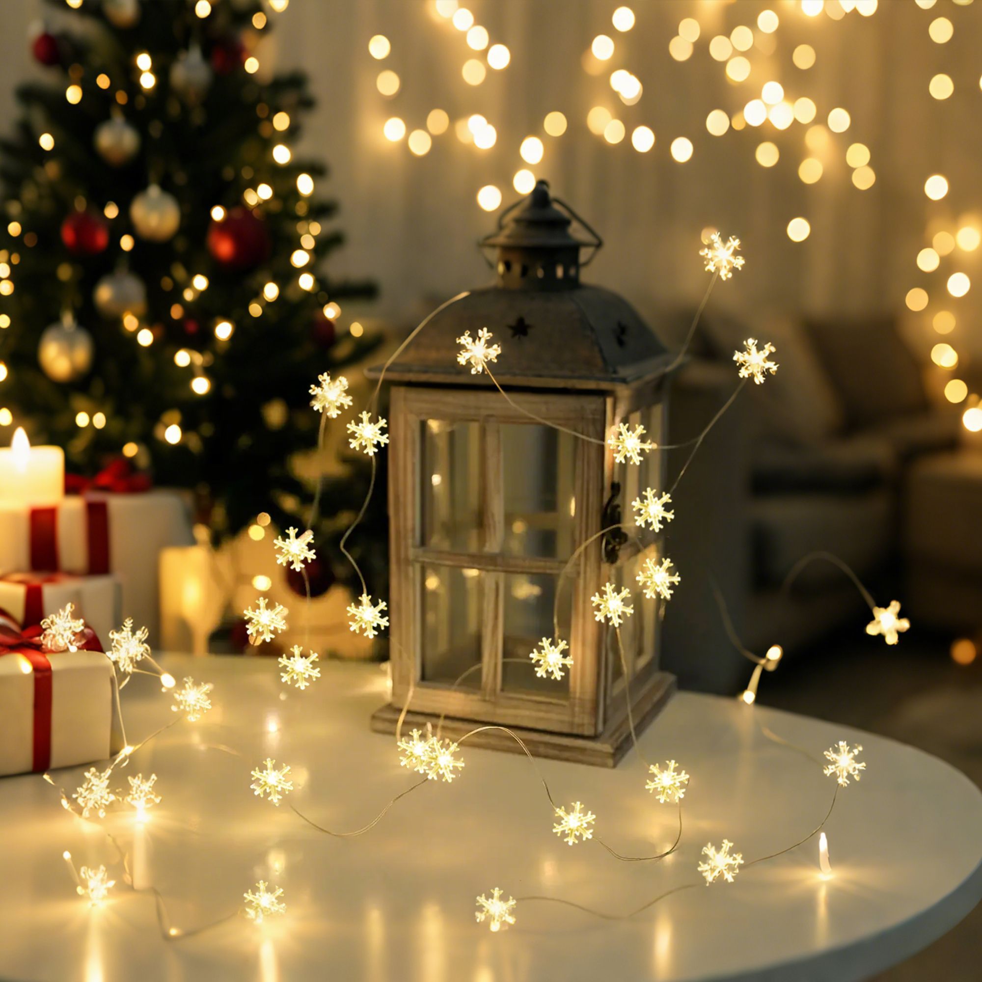 200cm/78.74 Inch LED Christmas Snowflake String Lights, Suitable for Indoor Office Smart Decoration - Room Party Wedding Gift Graduation Season Décor (Battery Not Included), Holiday Decor, Decorative Lighting, Ambient Lighti House Of Avana