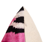 Bold Handmade Silk Velvet Throw Pillow - 16x24, Fuchsia and Black Abstract Animal Print with Down Feather Insert Canvello