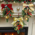 Christmas Bell Ornament, Velvet Bow with Pinecone Accent, Hanging Decoration for Trees and Scenes, Three Colors House Of Avana