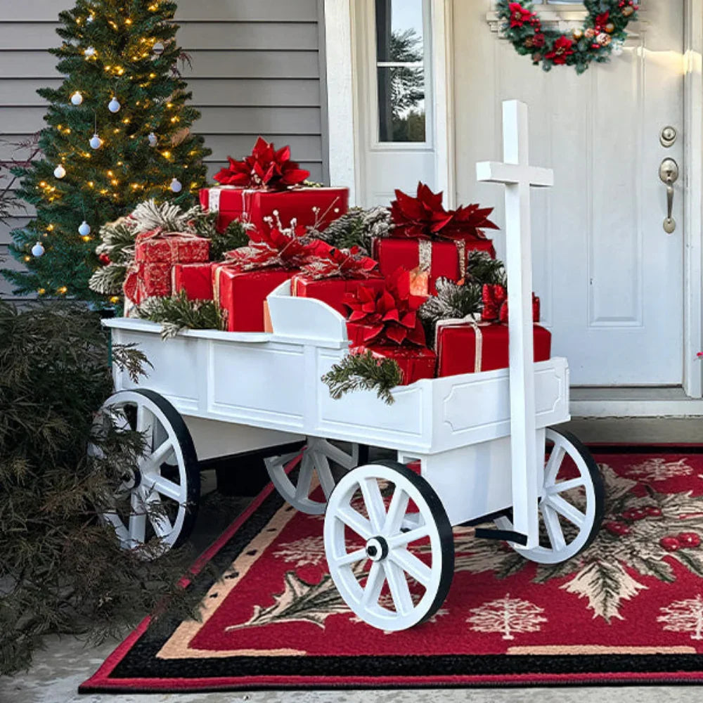 54 Inch Wood and Iron White Display Rolling Cart Decor Steals