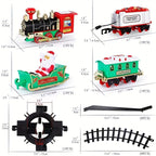 35.43-inch Large Electric Christmas Toy Train Set with Motorized Track System, Pull-Back/Crank/Push Operation, Flashing Lights & Realistic Sounds - Multicolor Locomotives & Train, Gift for Boys & Girls (Santa- Model Railroad House Of Avana