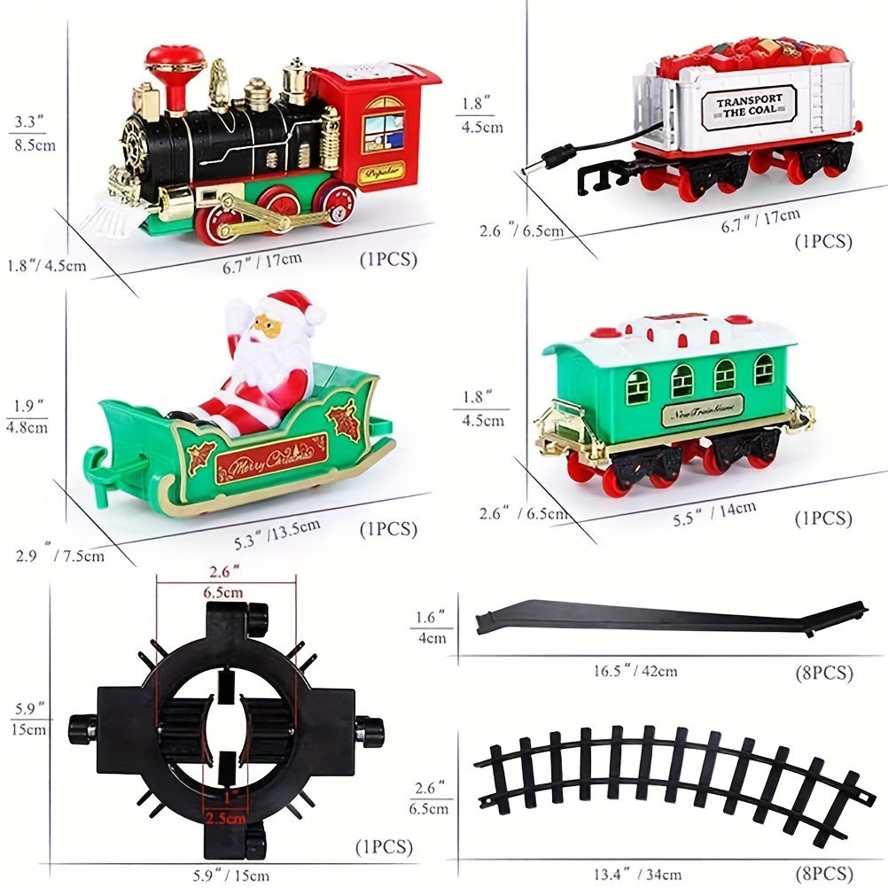 35.43-inch Large Electric Christmas Toy Train Set with Motorized Track System, Pull-Back/Crank/Push Operation, Flashing Lights & Realistic Sounds - Multicolor Locomotives & Train, Gift for Boys & Girls (Santa- Model Railroad House Of Avana