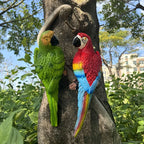 2pcs Art Deco Resin Parrot Sculptures - 12-Inch Lifelike Macaw Statues, Vibrant Green & Red Tropical Bird Wall Decor for Garden, Lawn, Tree, Outdoor Wedding Decoration, Wall-Mounted No Battery Needed, Garden Art | Detailed Fe House Of Avana