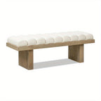 Bella 52 Upholstered Modern Acnt Bench, Ivory White Boucle House Of Avana