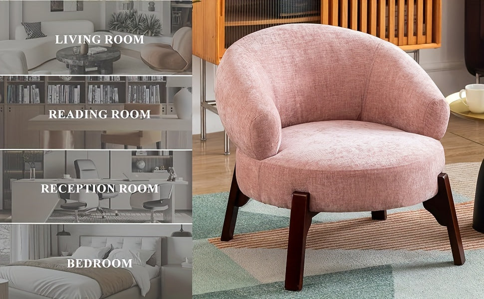DYHOME 1pc Mid-Century Retro Modern Upholstered Lounge Chair Fabric Accent Chair Sturdy Wooden Frame Armchair, Living Room Bedroom Decoration House Of Avana