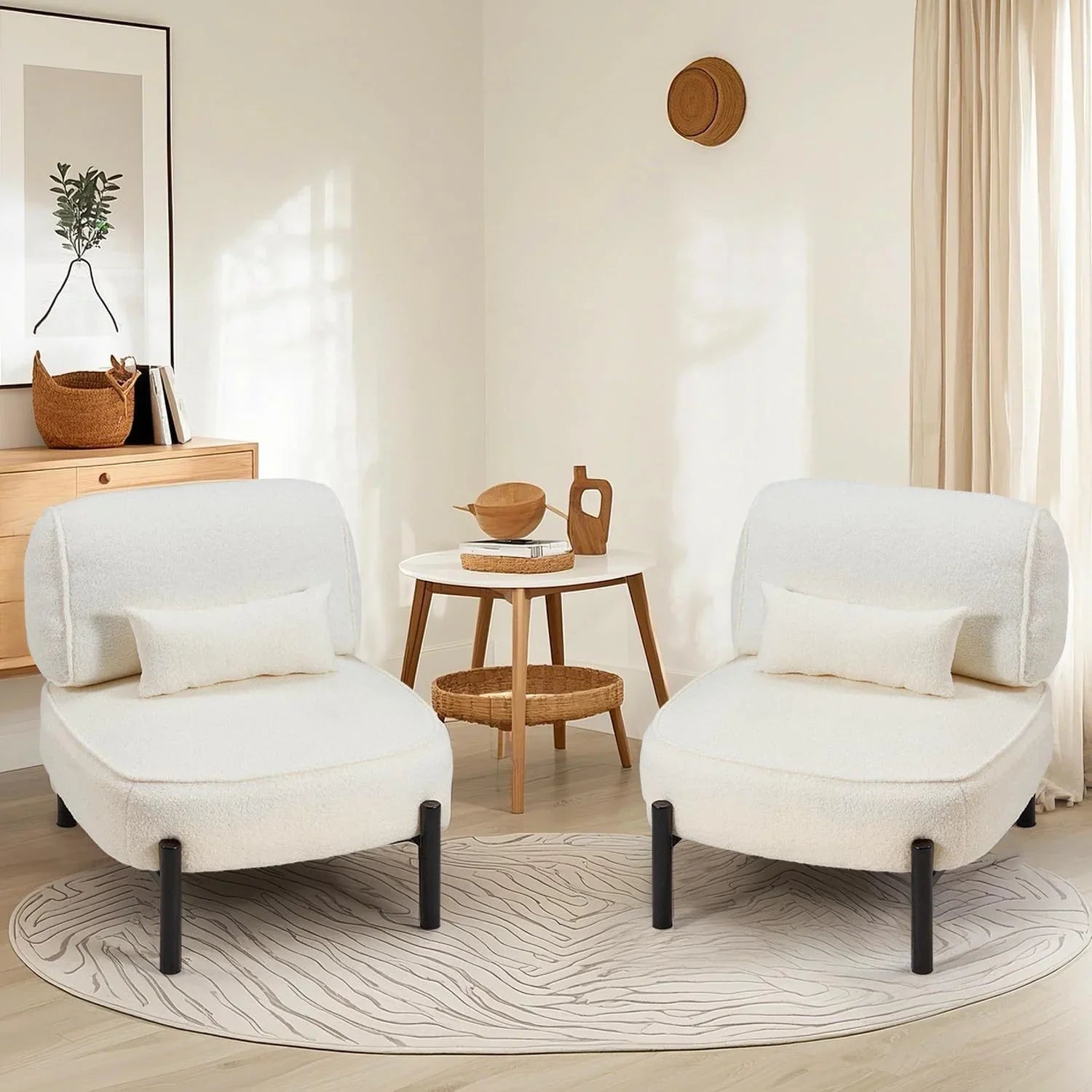 [Plush Extra Large Accent Chair] Plush Extra Large Mid Century Modern Accent Chair | Teddy Fabric Lounge Chair with Pillow, Sturdy Metal Frame (350lb) - Reading Armchair for Living Room, Bedroom & Office House Of Avana
