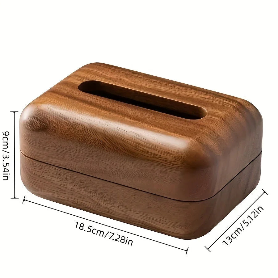 Handmade Bamboo Tissue Box Cover with Vintage Design - Solid Wood Storage Holder for Home Decor, Jewelry & Office Supplies, Decorative Storage Box, Natural Wood Finish House Of Avana