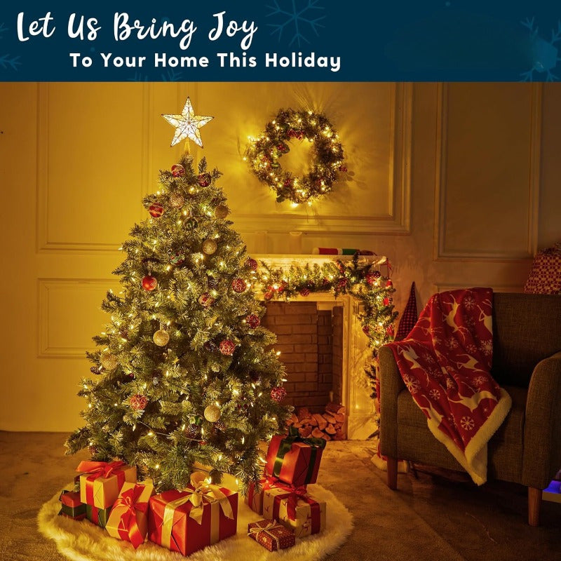 SYNCFUN 9 inch Lighted PVC Star Christmas Tree Topper, Golden Glitter Swirl Treetop Decorations with 10 Warm White LED, Battery Powered for Home Holiday Xmas Party Indoor Decor, Outdoor festival lighting, Tree Topper Accessor House Of Avana