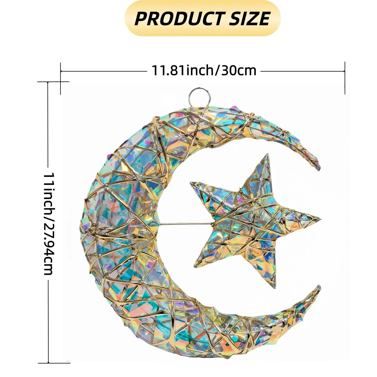 Sequined Pendant - 11.8-inch Star & Moon Luxury
