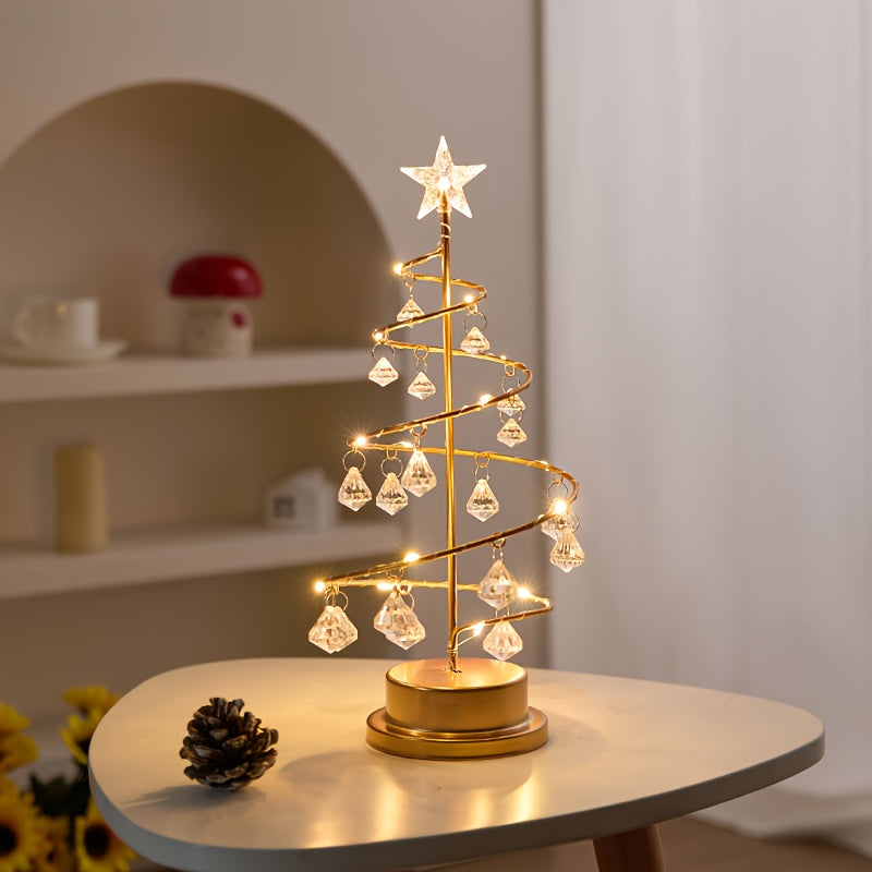 Elegant Metal Christmas Tree with Warm White & - Freestanding /Outdoor Holiday Decoration, Sturdy Base & Crystal Ornaments, Durable Metal for Festive or, No Control, Easy Assembly, Ideal Gift for Modern or Traditional Decor ( House Of Avana