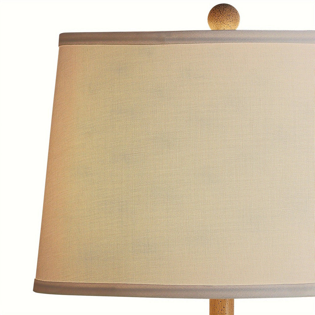 24" Farmhouse Table Lamp For Bedroom With USB Charging Port, 3-Way Dimmable Rustic Single Lamp, Resin Bedside Lamp With White Shade For Study, Living Room House Of Avana