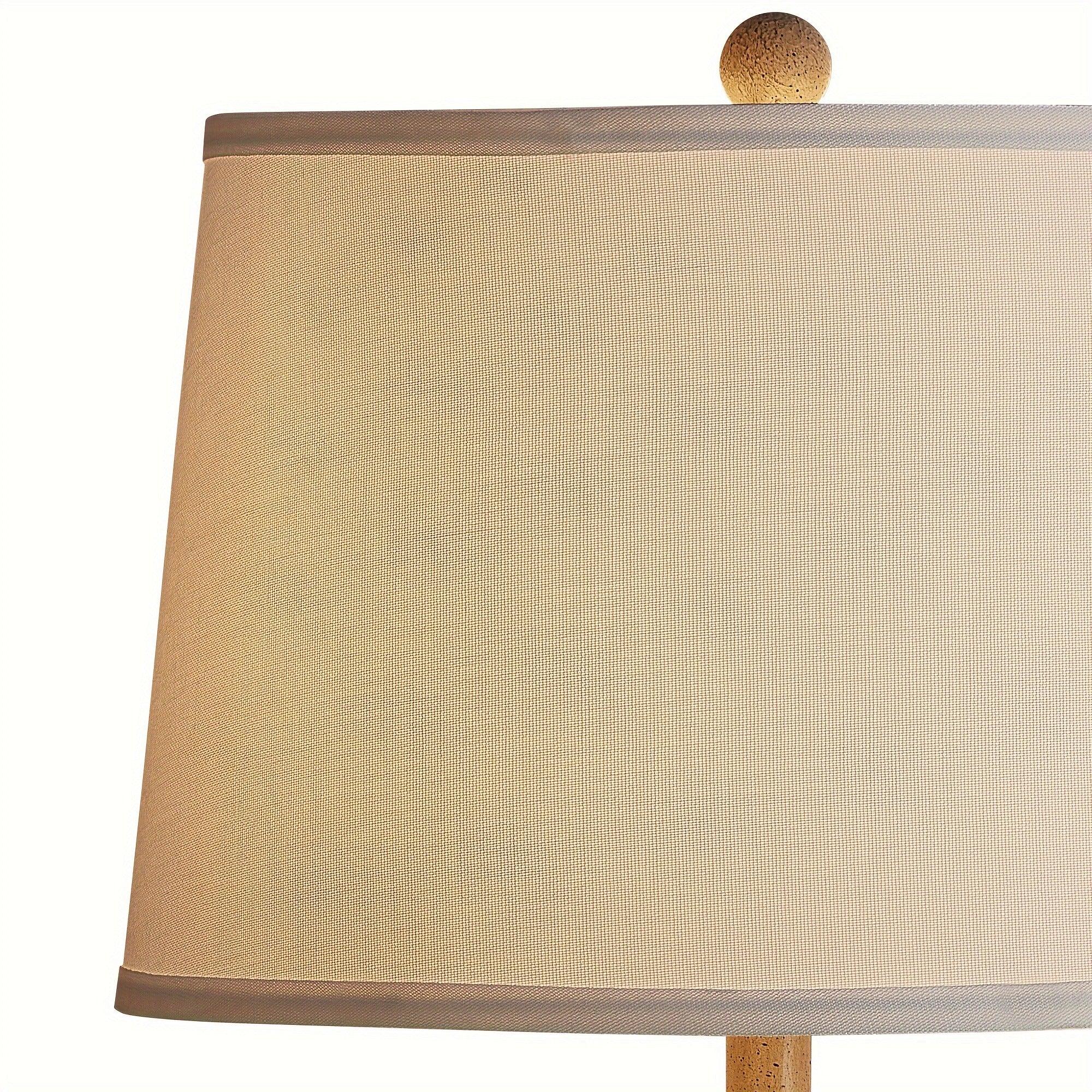 24" Farmhouse Table Lamp For Bedroom With USB Charging Port, 3-Way Dimmable Rustic Single Lamp, Resin Bedside Lamp With White Shade For Study, Living Room House Of Avana