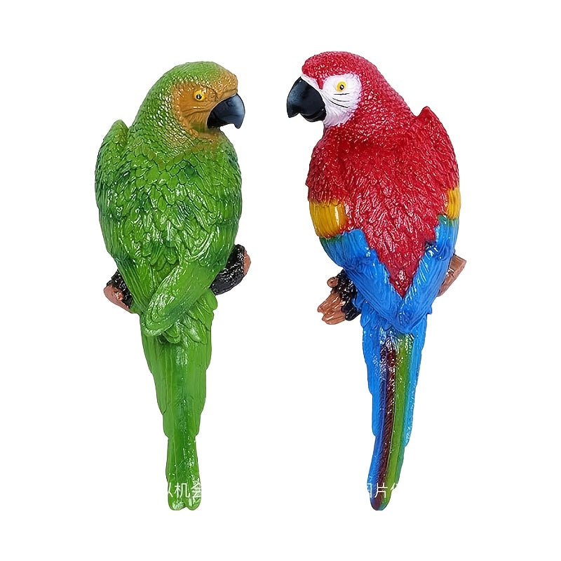 A Pair Simulation Parrot Wall Decoration, 12 Inch Lifelike Outdoor Golden Parrot Sculpture, Tropical Realistic Green And Red Parrot Bird Decoration, Used for Courtyard Gardens, Lawns, Trees, Walls House Of Avana