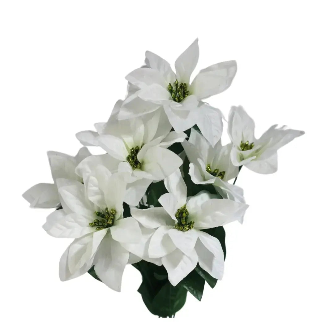 5631? Poinsettia Satin Bush X 9, back view - House Of Avana