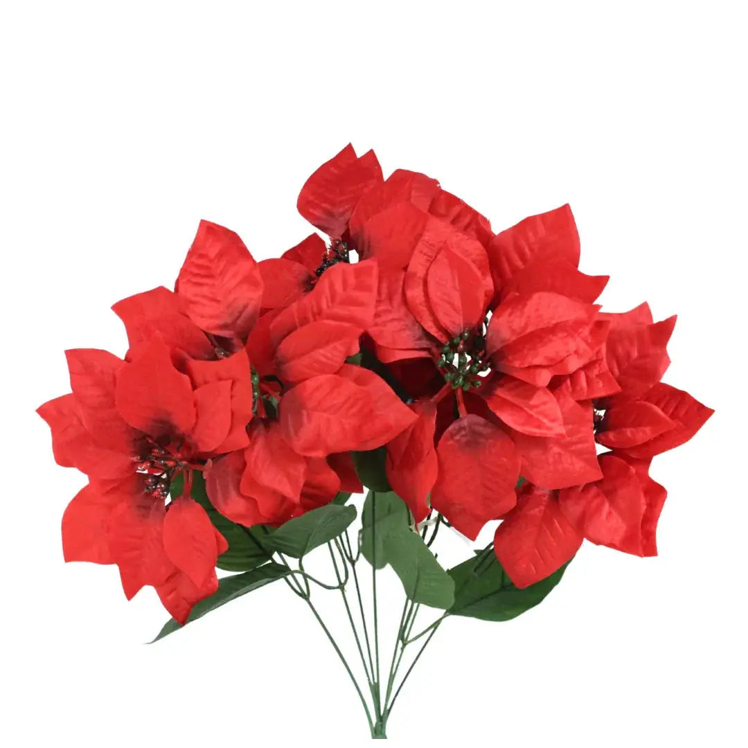 5631? Poinsettia Satin Bush X 9, front view - House Of Avana