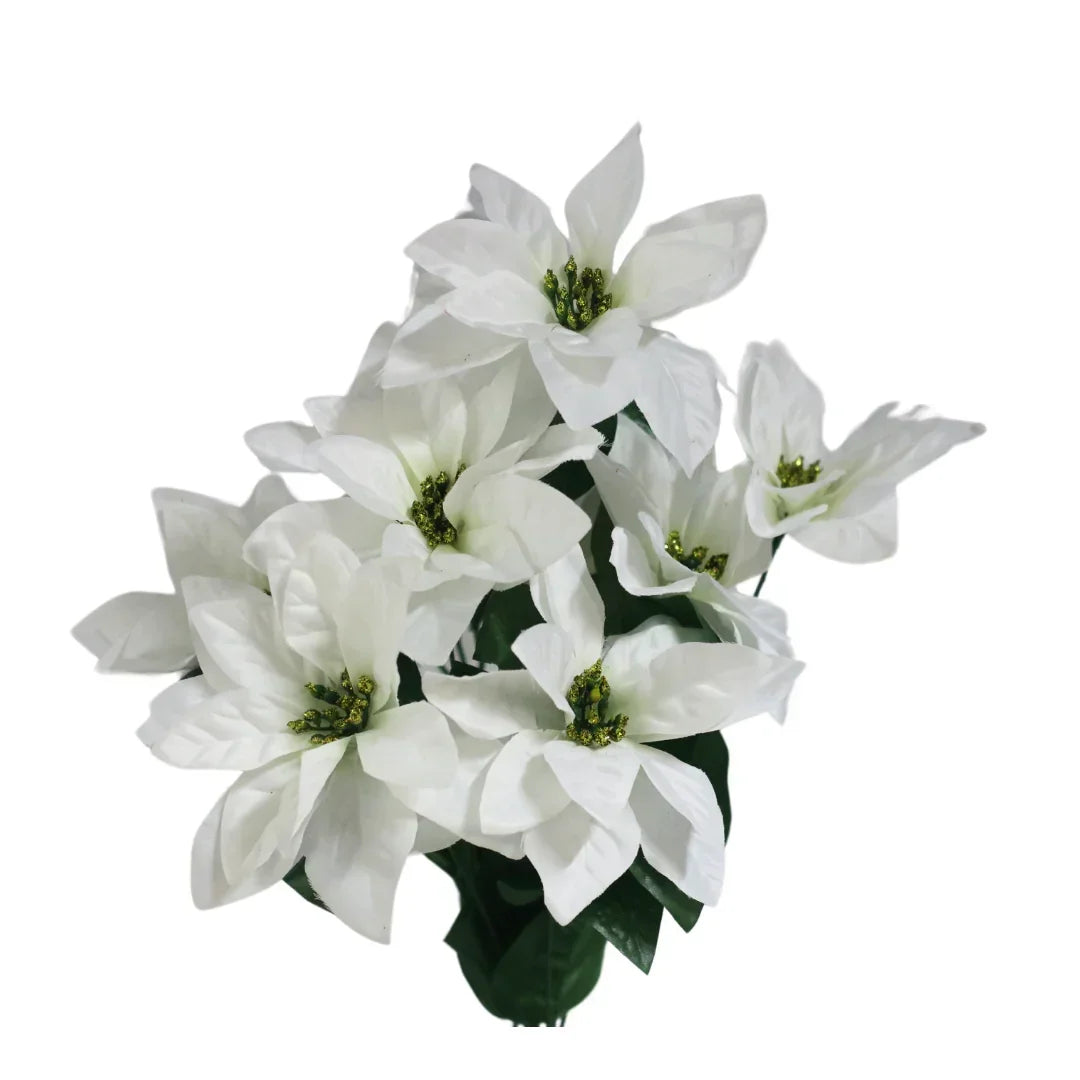 5631? Poinsettia Satin Bush X 9, back view - House Of Avana