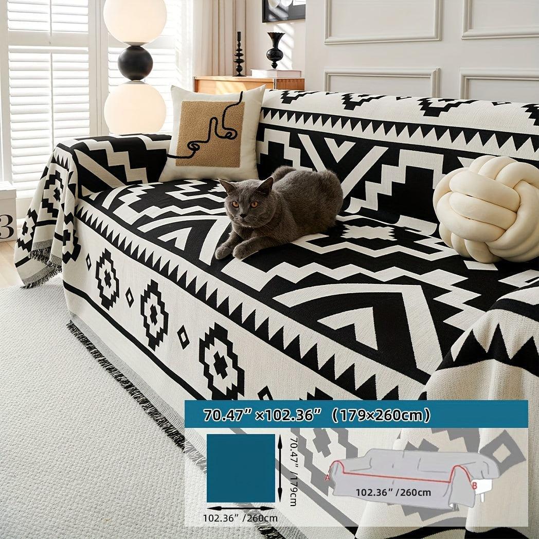 Boho-Chic All-Season Sofa Cover | Light Gray & Pet Proof Couch Cover topspet