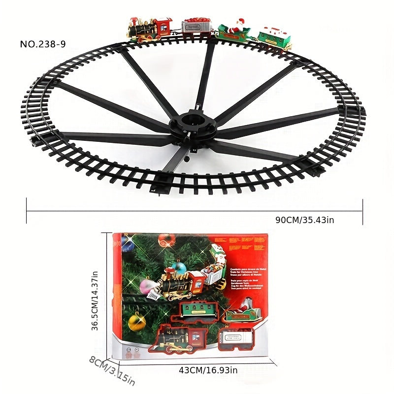 35.43-inch Large Electric Christmas Toy Train Set with Motorized Track System, Pull-Back/Crank/Push Operation, Flashing Lights & Realistic Sounds - Multicolor Locomotives & Train, Gift for Boys & Girls (Santa- Model Railroad House Of Avana