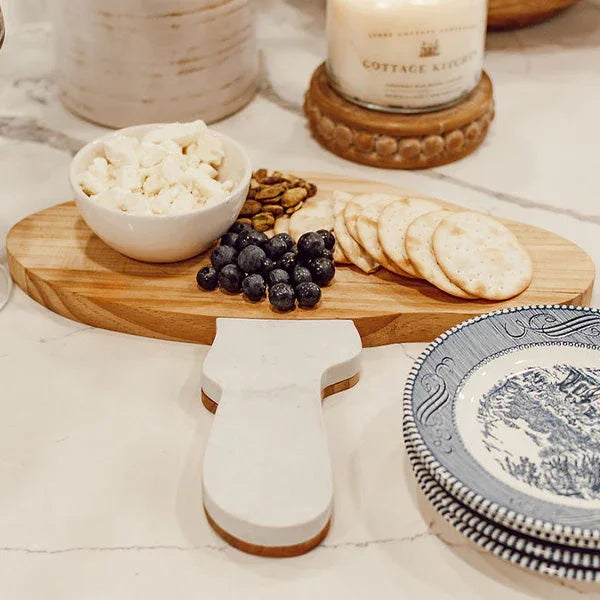 Marble and Wood Mushroom Cutting Board Decor Steals