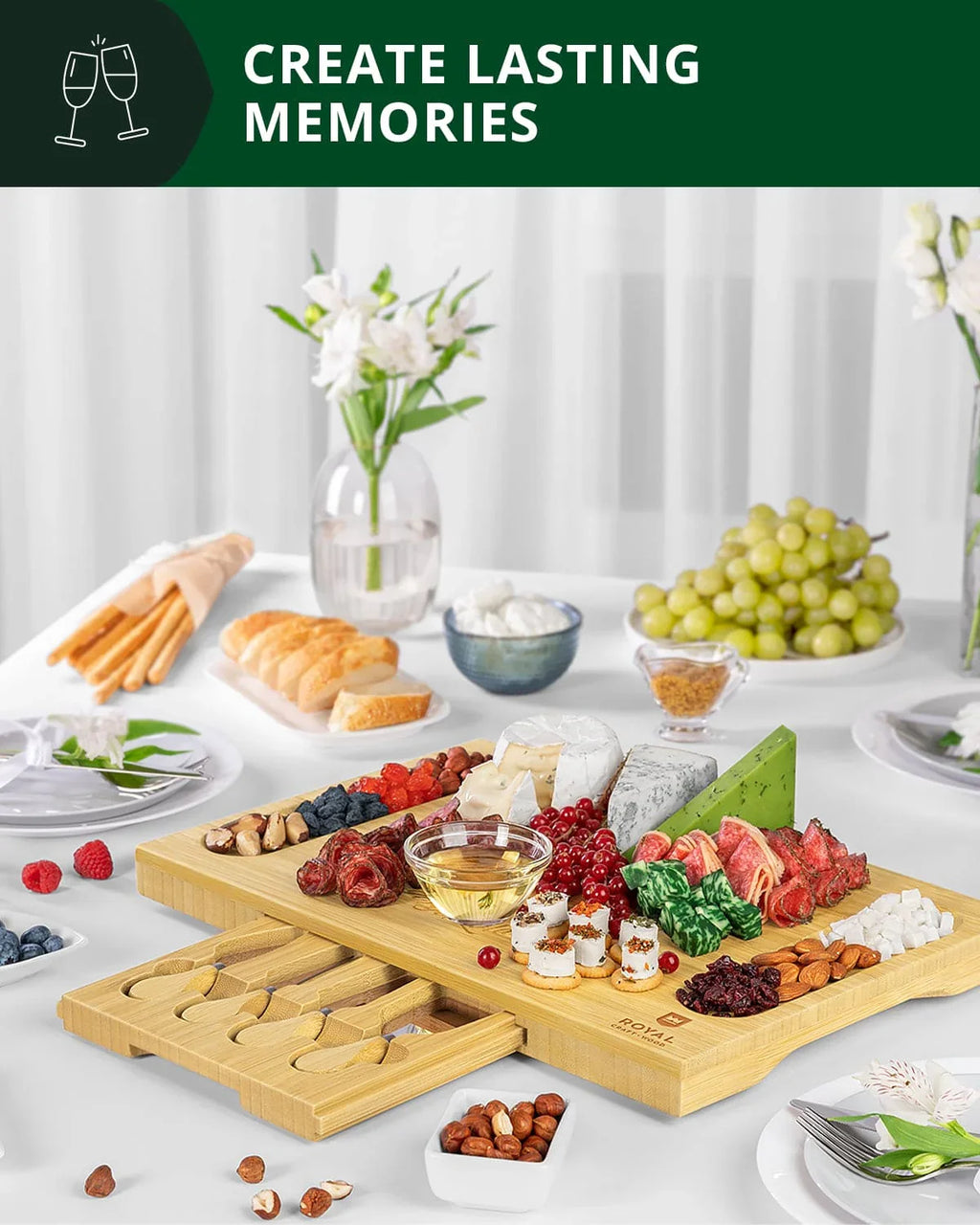 Cheese Board w/knives, 16.5"x11" Royal Craft Wood