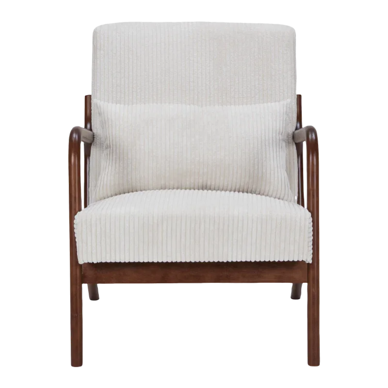 Mid-Century Modern Accent Chair, Arm Chair Living Room Chairs with Pillow Upholstered Reading Chair with Solid Wood Frame & Living Room Bedroom Balcony (beige) Streamdale Furniture