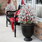 58.42 cm Realistic Snow-Covered Artificial Pine Tree Ground Stake with Red Berries & Frosted Branches - Heavy-Duty Plastic Winter Wonderland Outdoor/ Christmas Yard, Garden, or Table Centerpiece Decoration - Easy Install ( House Of Avana