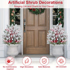 58.42 cm Realistic Snow-Covered Artificial Pine Tree Ground Stake with Red Berries & Frosted Branches - Heavy-Duty Plastic Winter Wonderland Outdoor/ Christmas Yard, Garden, or Table Centerpiece Decoration - Easy Install ( House Of Avana