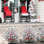 58.42 cm Realistic Snow-Covered Artificial Pine Tree Ground Stake with Red Berries & Frosted Branches - Heavy-Duty Plastic Winter Wonderland Outdoor/ Christmas Yard, Garden, or Table Centerpiece Decoration - Easy Install ( House Of Avana