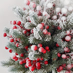 58.42 cm Realistic Snow-Covered Artificial Pine Tree Ground Stake with Red Berries & Frosted Branches - Heavy-Duty Plastic Winter Wonderland Outdoor/ Christmas Yard, Garden, or Table Centerpiece Decoration - Easy Install ( House Of Avana