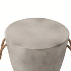 Concrete Outdoor End Table, 17'' Hemp Rope Side Table, Light Gray, Farmhouse Style, Modern Art Patio Side Table, Faux Concrete Garden Stool, Christmas Holiday Decorations Side Table House Of Avana