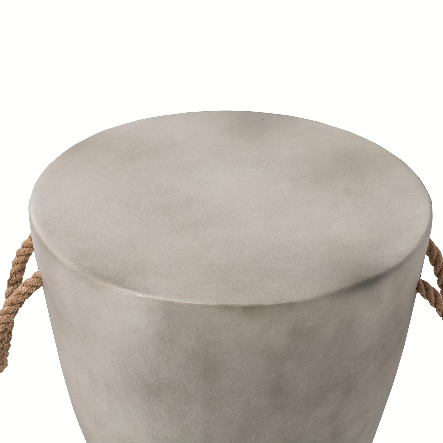Concrete Outdoor End Table, 17'' Hemp Rope Side Table, Light Gray, Farmhouse Style, Modern Art Patio Side Table, Faux Concrete Garden Stool, Christmas Holiday Decorations Side Table House Of Avana