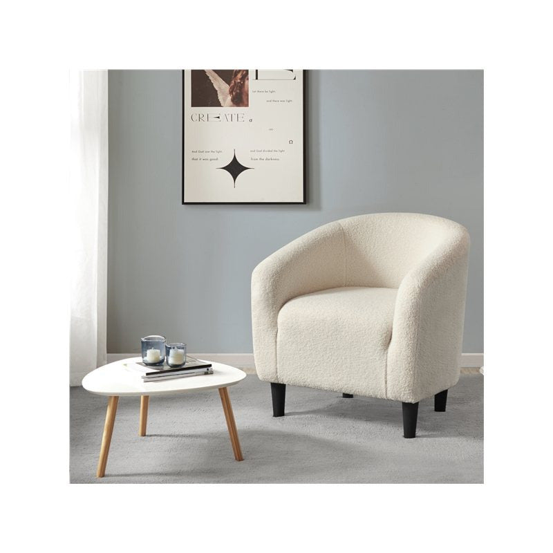 Costoffs Accent Chair Boucle Arm Chair, Barrel Club Chair with Rounded Back/Robust Legs/Armrests for Living Room/Bedroom/Office/Home, Blue/Ivory/Mustard Yellow House Of Avana