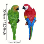 A Pair Simulation Parrot Wall Decoration, 12 Inch Lifelike Outdoor Golden Parrot Sculpture, Tropical Realistic Green And Red Parrot Bird Decoration, Used for Courtyard Gardens, Lawns, Trees, Walls House Of Avana