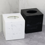Resin Marble Pattern Tissue Box, Suitable for Hand Towels, Toilet Paper Rolls, etc., Can Be Placed in Bathroom, Living Room, Vanity Square Tissue Holder, Black Imitation Marble, White Imitation Marble House Of Avana