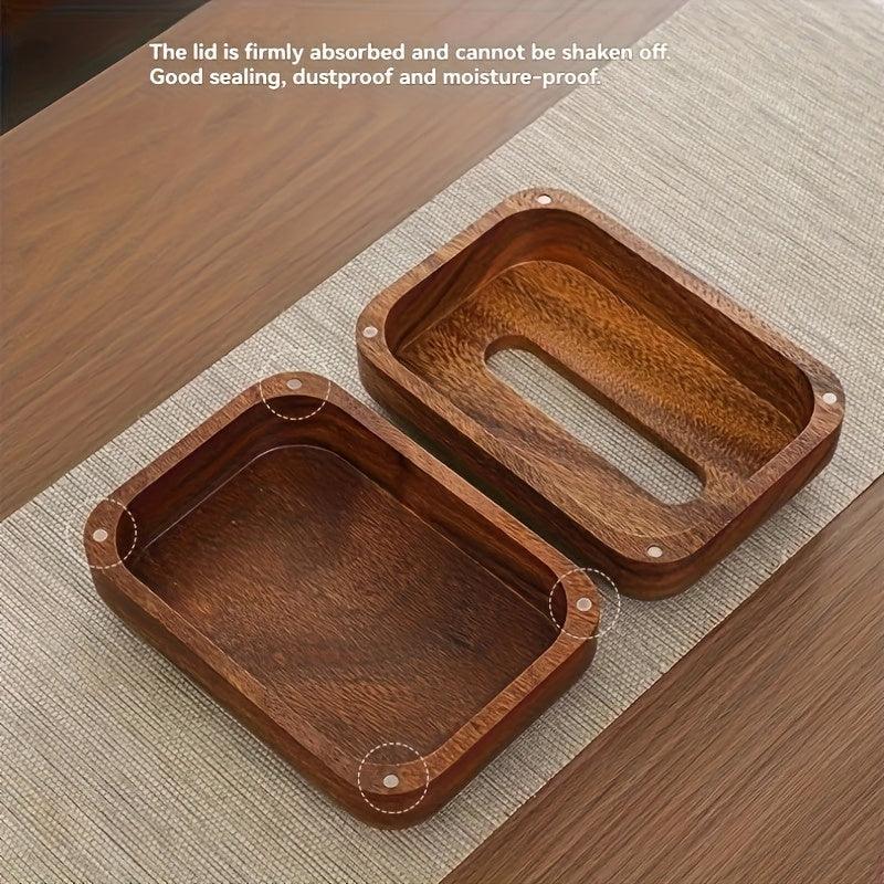 Handmade Bamboo Tissue Box Cover with Vintage Design - Solid Wood Storage Holder for Home Decor, Jewelry & Office Supplies, Decorative Storage Box, Natural Wood Finish House Of Avana