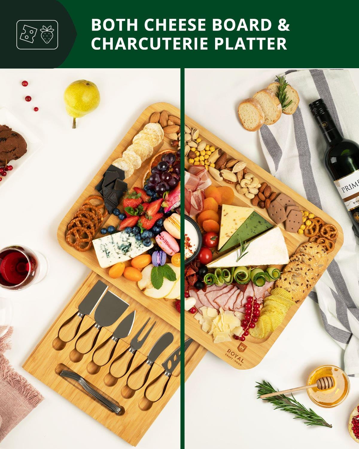 Cheese Board XXL with Cutlery Set Royal Craft Wood