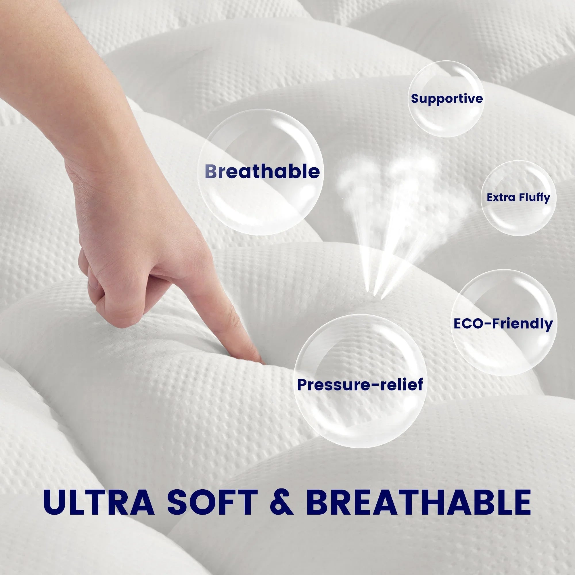Extra Fluffy Mattress Pad Deep Pockets White
