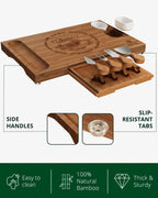 Cheese Board Set w/knives, 16.5“x11”, Brown Royal Craft Wood