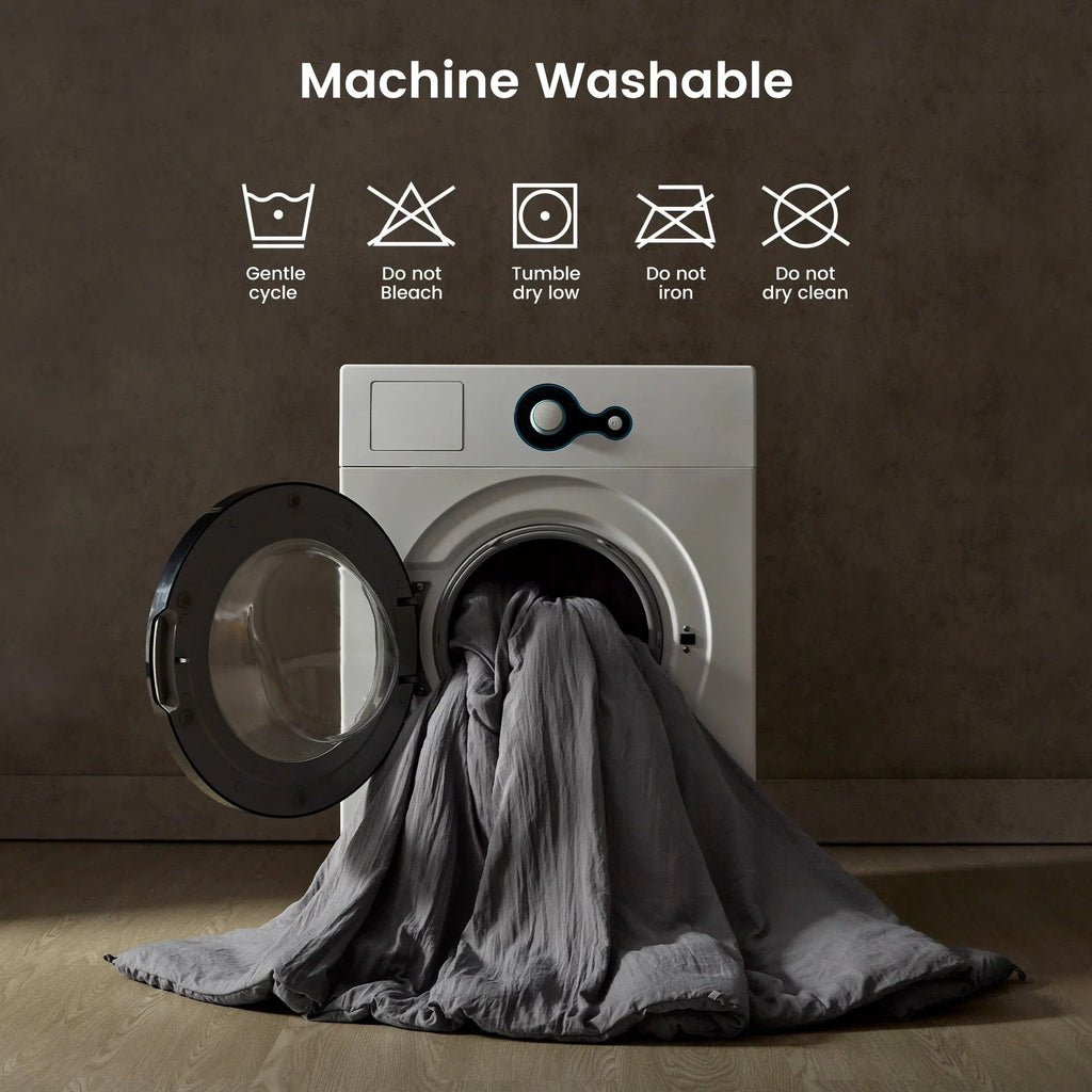 Stone Washed Duvet Cover Set - Gray