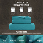 Stone Washed Duvet Cover Set - Teal