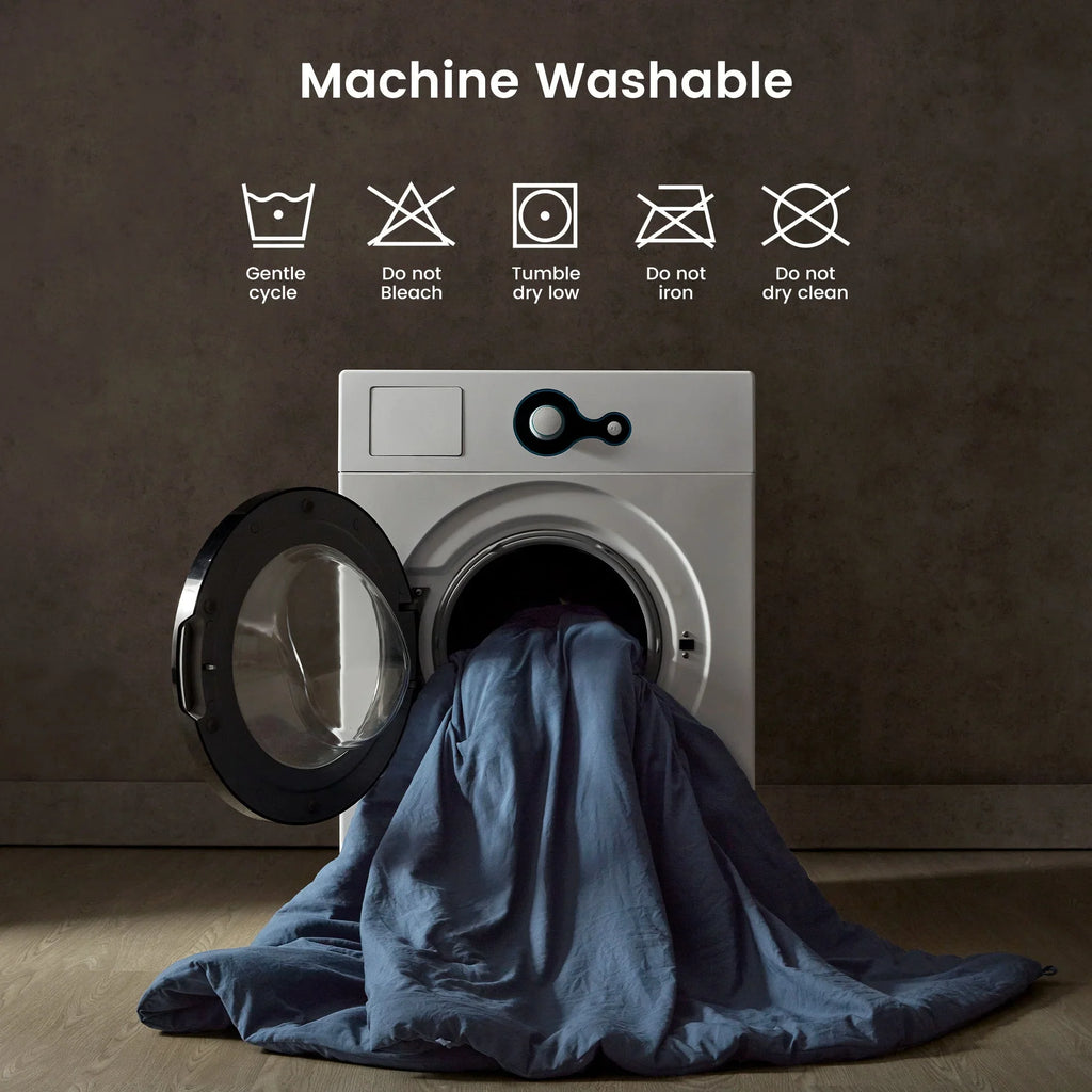 Stone Washed Duvet Cover Set - Navy