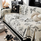 Soft & Cozy Chenille Reversible Sofa Cover - Black and White Couch topspet