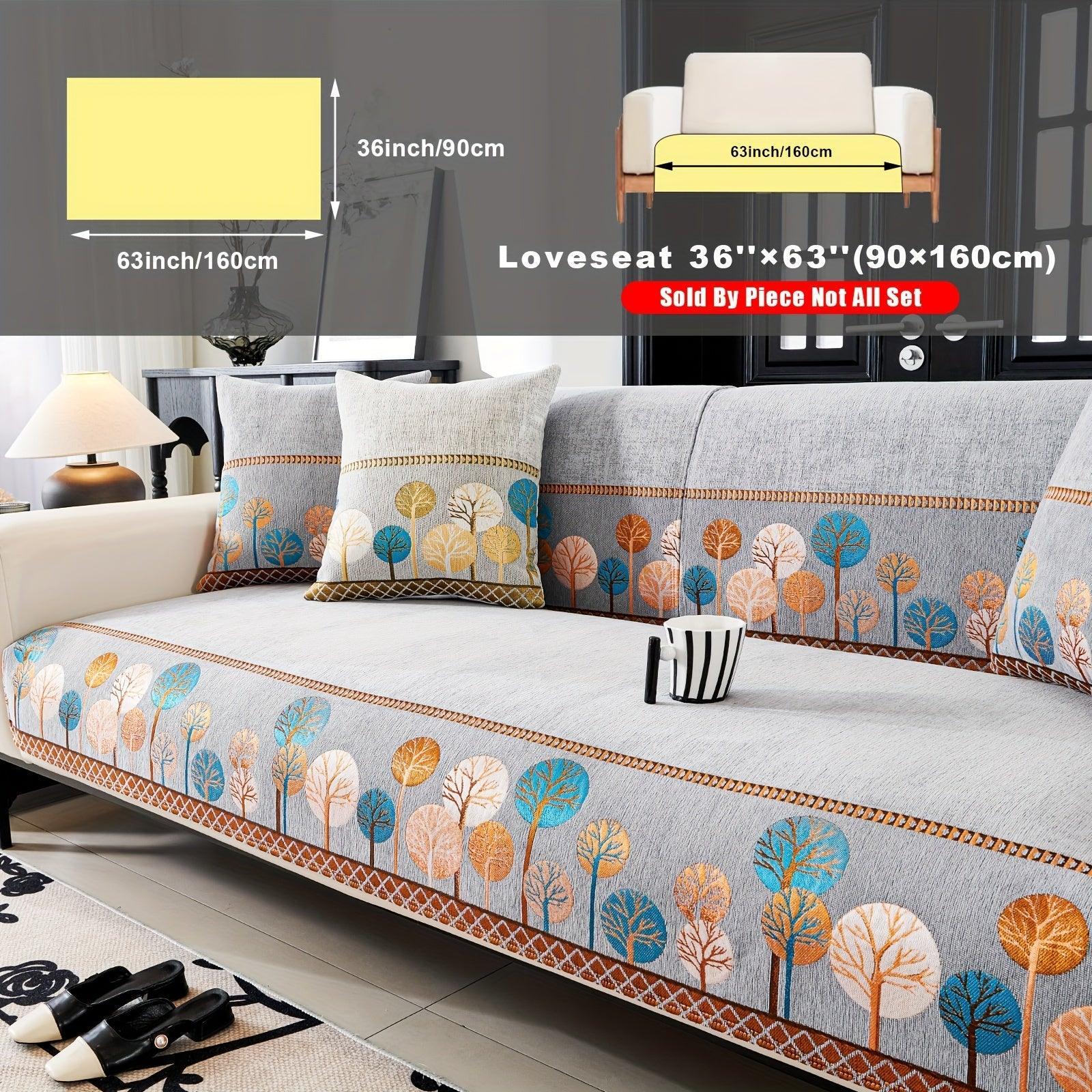 Pet Proof Couch Cover - Boho Chenille Sofa Cover with Tree Embroidery topspet