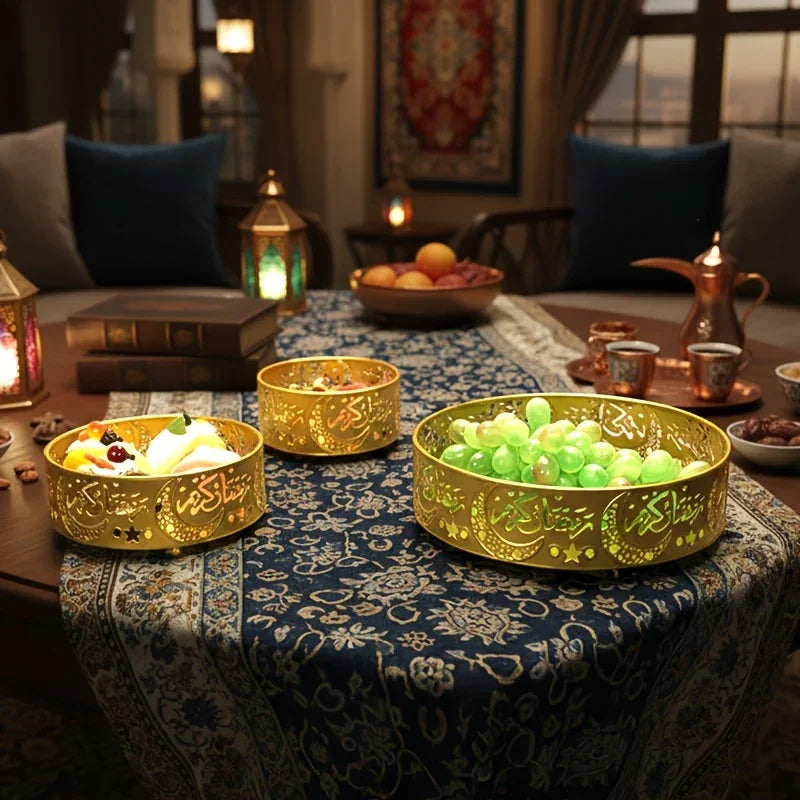 Metal Tray - Golden Islamic-style Dinner Plate