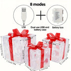 Three Sets Of Christmas Luminous And Exquisite Decorative Lights, Detachable Gift Box And Lighting Fixture (battery/USB Dual-purpose) Christmas Decorations, Red Bow Gift Boxes for Indoor, Living Room, Courtyard And Valentine' House Of Avana