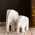 Vintage White Elephant Figurines - Wooden Travel Theme Decorative Statues for Various Room Types, Indoor Use, No Electricity Required House Of Avana