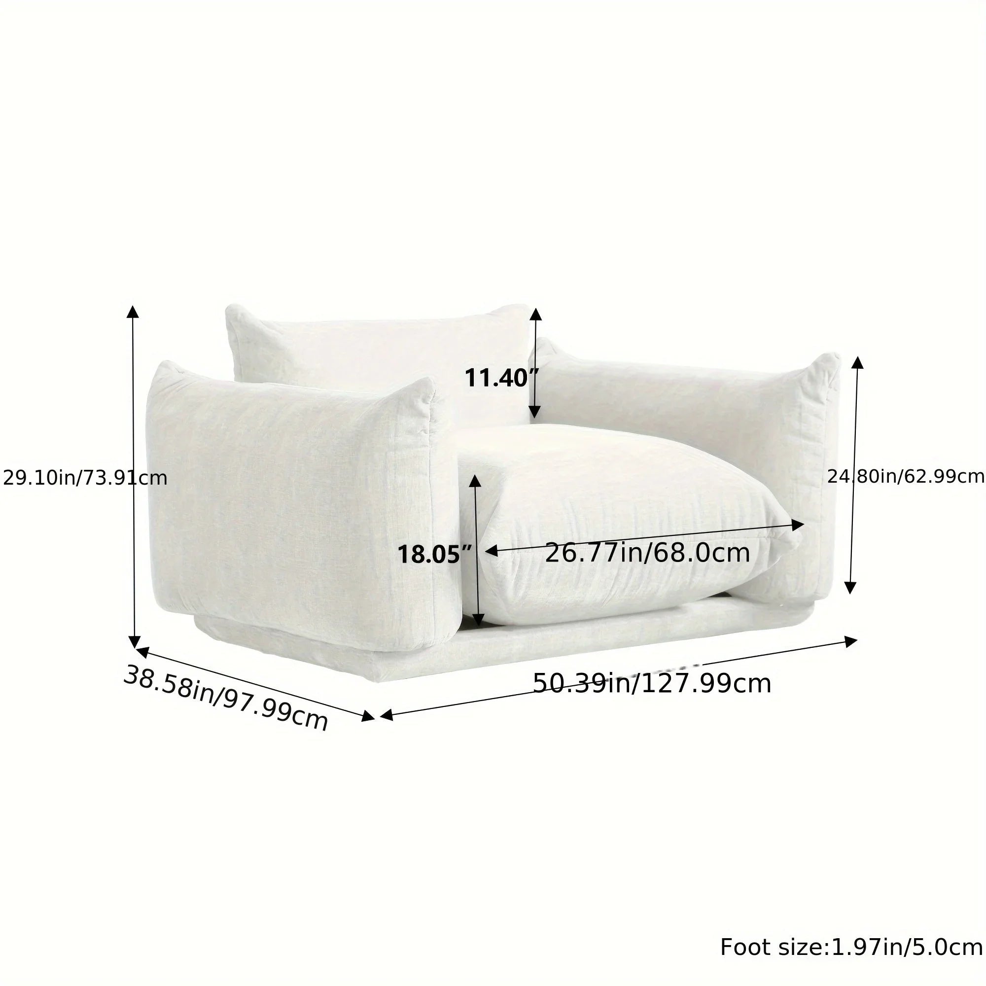 [Modern Chenille Sofa Chair] Modern Chenille Single Sofa Chair, 50.39" Deep Seat Accent Couch for Small Spaces - Living Room, Apartment, Office House Of Avana