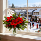 5-Pack Premium Poinsettia Pine Branch Artificial Flowers with Faux Pinecones and Berries Bouquet - Holiday Faux Flower Decor, Suitable for Home Decor, Wreath Decor, Christmas Theme, Christmas, DIY Indoor and Outdoor Wedding P House Of Avana