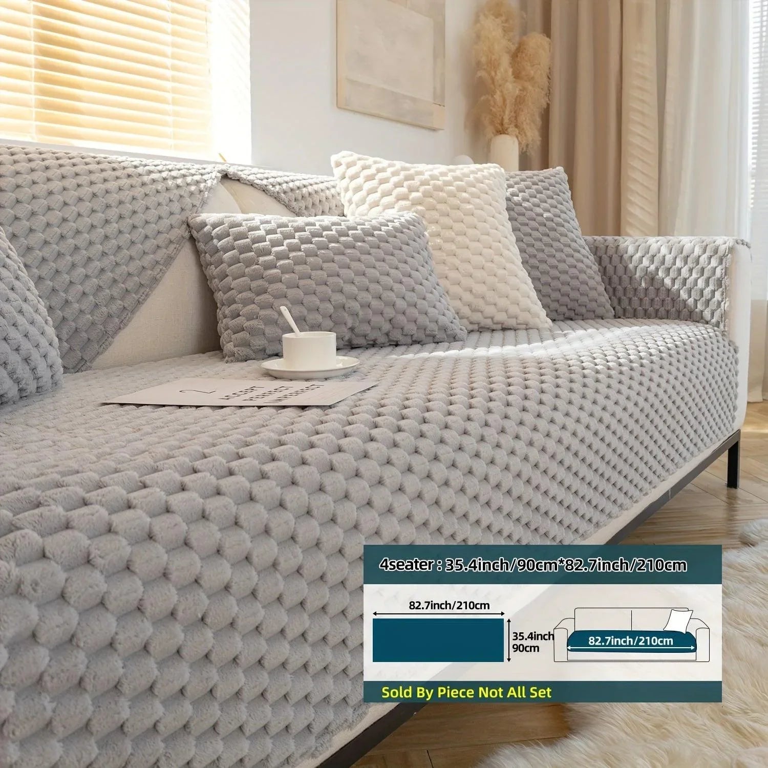 Plush Nordic Sofa Slipcover | non slip couch cover for dogs topspet